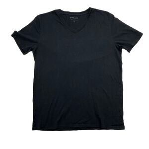 Everlane Mens Tshirt Size Large 100% Cotton Black Short Sleeve Made In USA Vneck